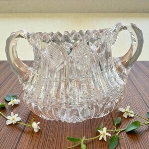 STUNNING 1920s American Brilliant Cut Glass 3Pcs Creamer Trinket & Sugar Bowl